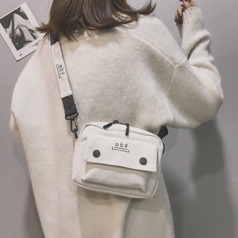 Handbags Women Crossbody Bags 2022 Brand Letters Canvas Female Casual Shoulder Bags Messenger Bags: White