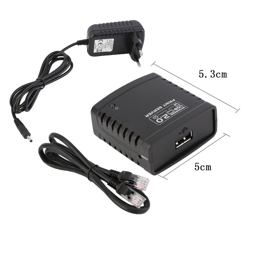 1-poort Networking Print Server met USB Kabel & Power Kabel, USB 2.0 Windows 10-LPR-LAN USB Print Server Adapter