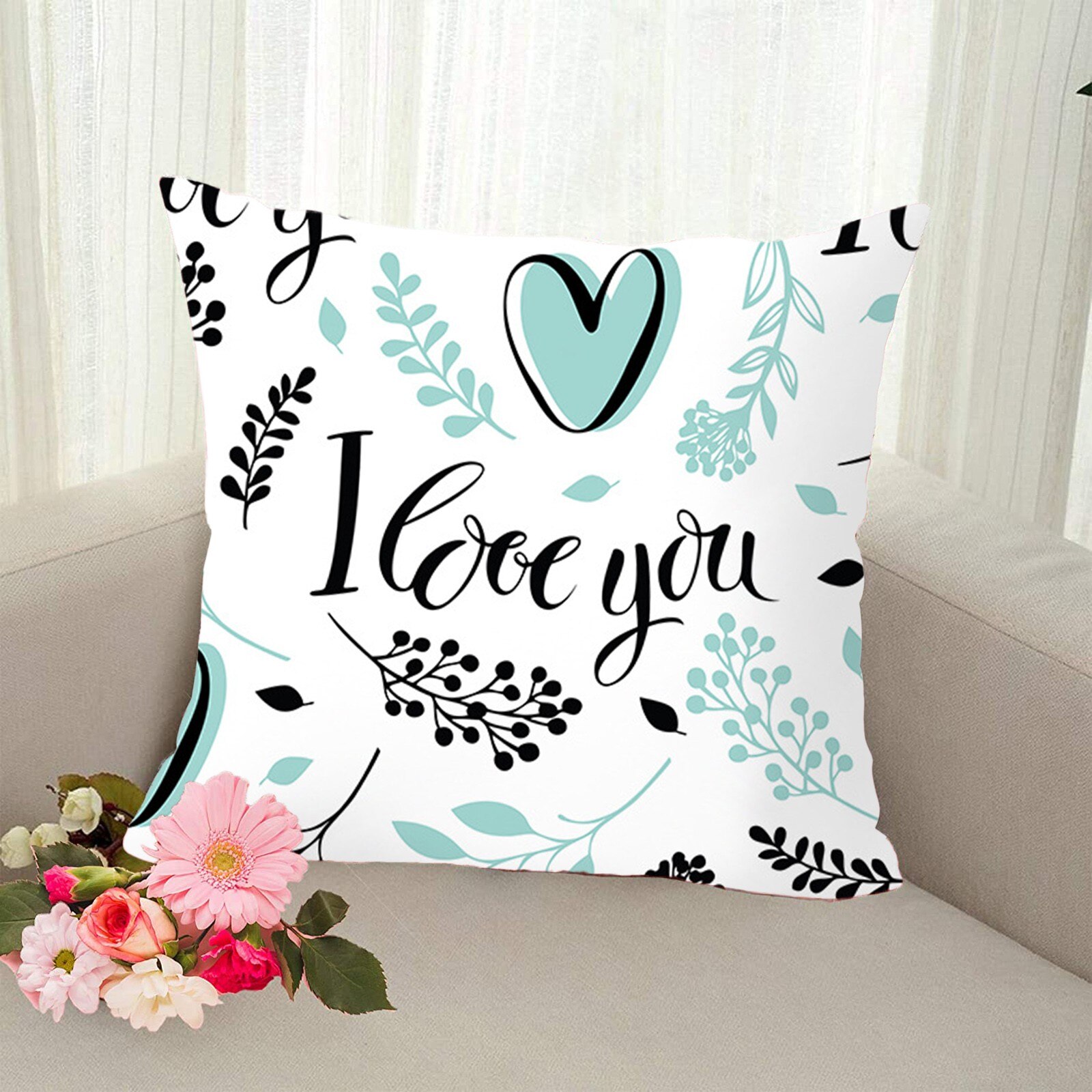 Top Selling Leeter Gedrukt Kussensloop Valentijnsdag Decoratieve Kussensloop Mode Room Decor Kussenhoes