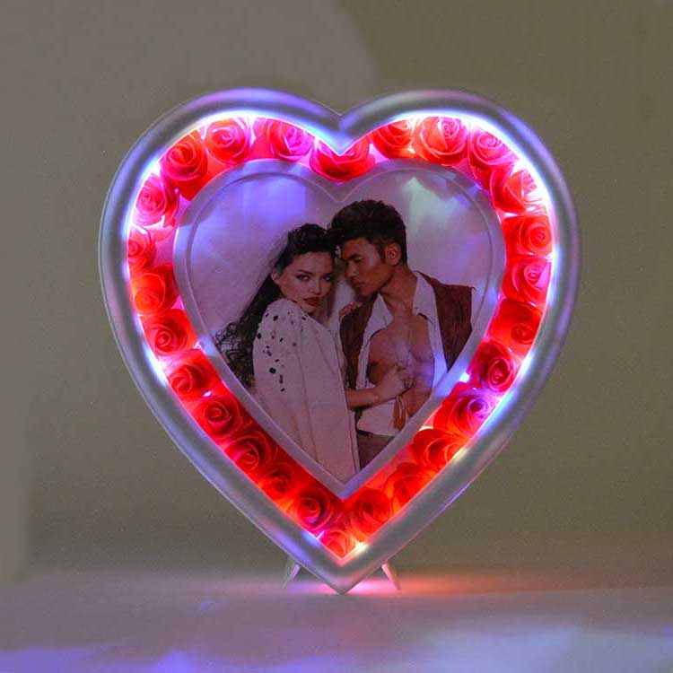 Red Rose Led Light Heart Photo Frame
