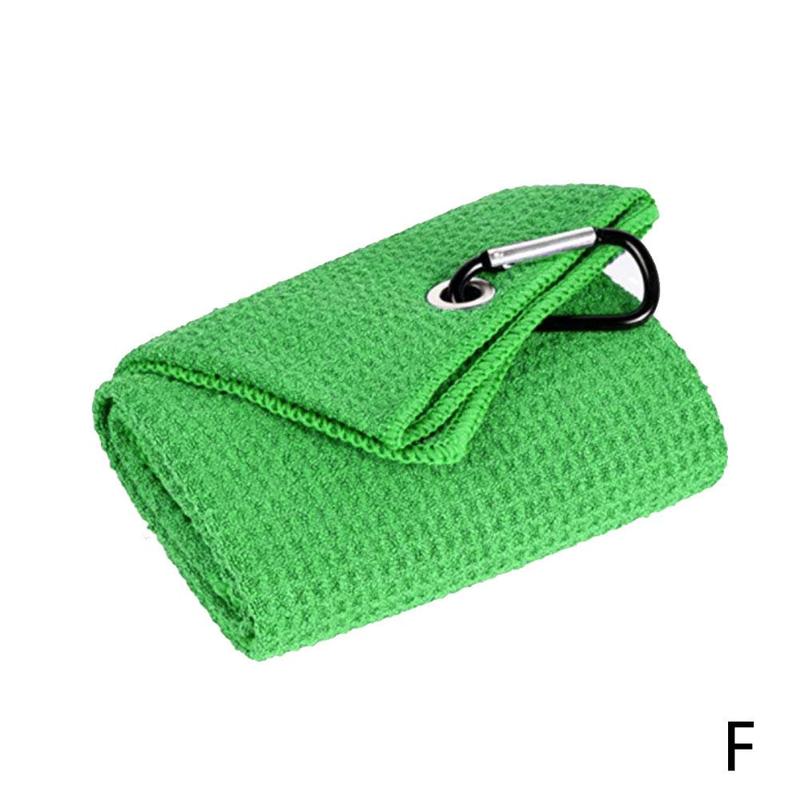 Golf Towel Waffle Pattern Cotton With Carabiner Cleaning Towels Cleans Hook Balls Microfiber Clubs Hands B0F2: green