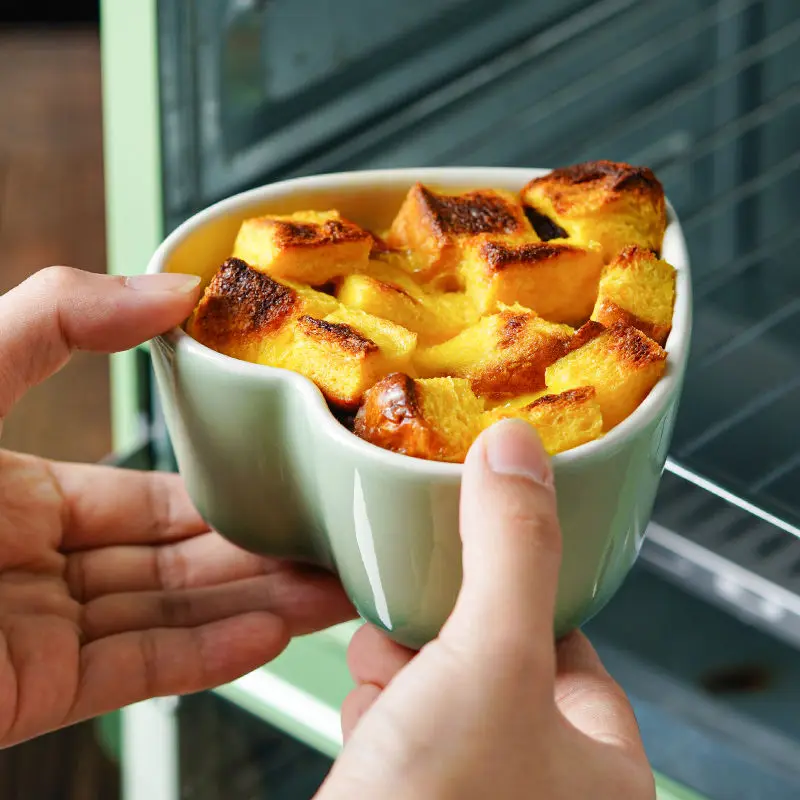 Fransk bakskål med lock keramik persikahjärta ångad ägg hushållskärlek små vaniljsåsskålar porslin