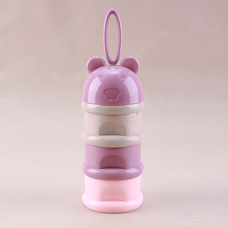 3 Layer Overhaast Babyvoeding Containers Doseur Lait Moedermelk Opbergtas Fruit Cartoon Baby Melkpoeder Doos Snack Bear: Paars