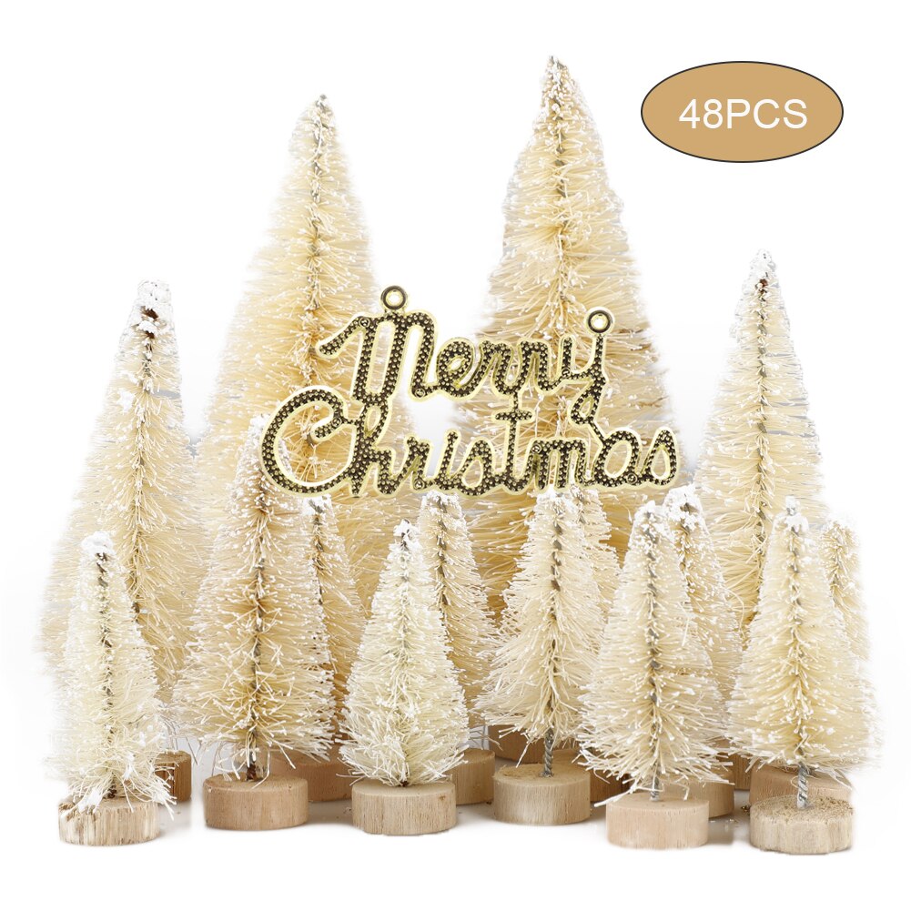 Mini arbre de noël coloré de 57 pièces | Faux pins, accessoire Photo de noël diy, décoration de Table pour fête de noël, décor de maison pour nouvel an: 49pcs beige