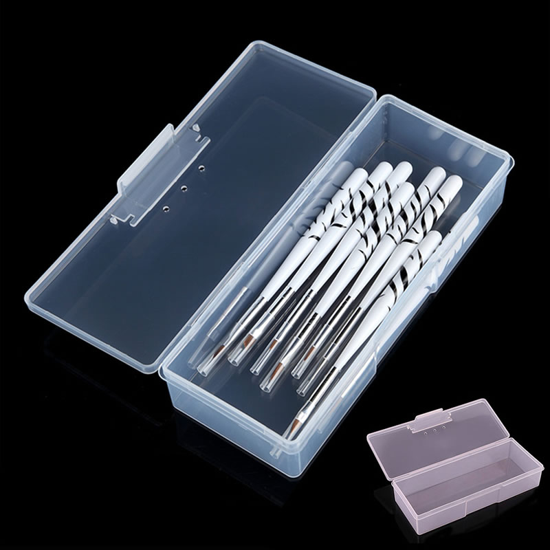 Nueva caja de almacenamiento vacía transparente para uñas, organizador de herramientas de manicura, estuche protector rosa/blanco