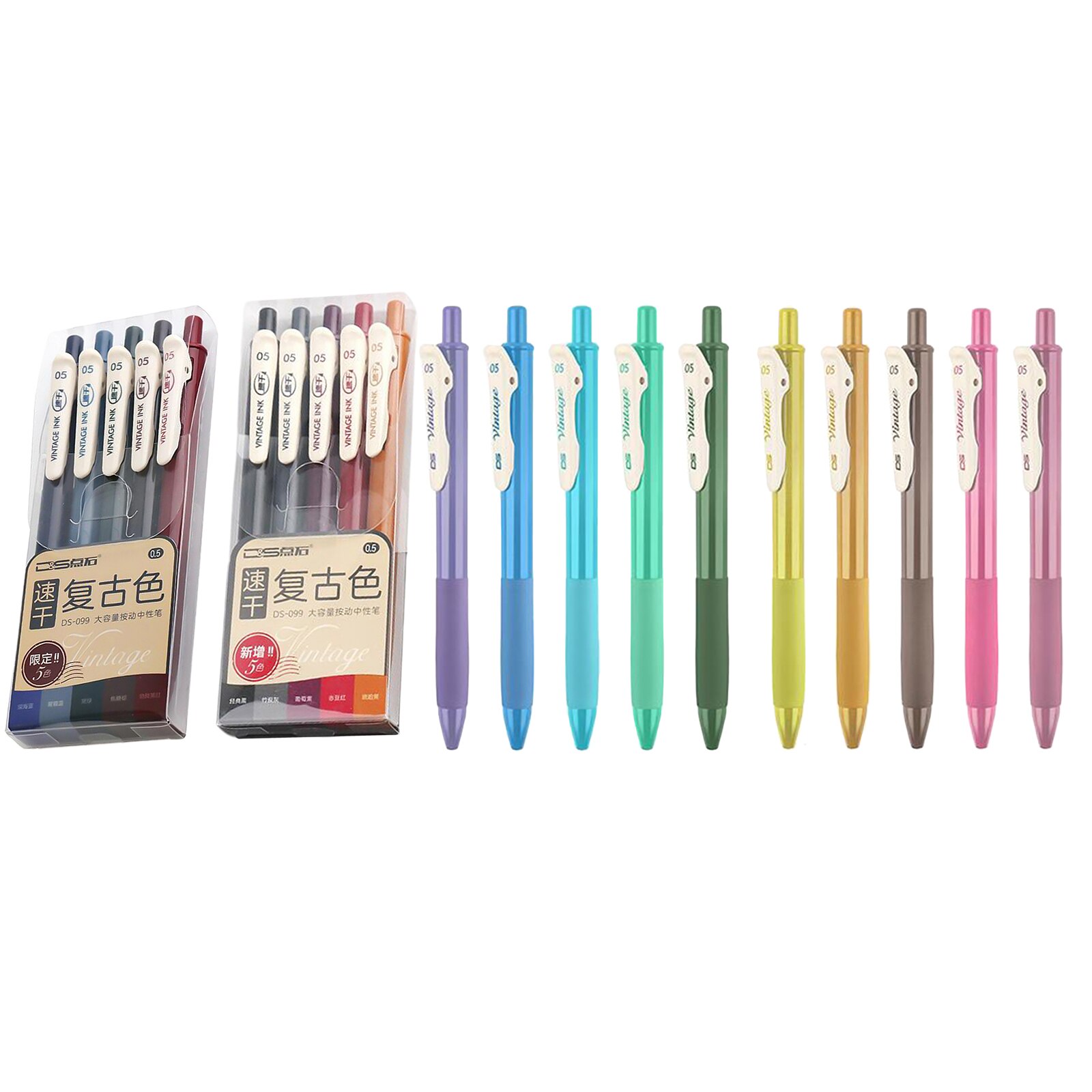 5Pc Retractable Gel Ink Pen for Journaling Writing Note Taking Calendar Coloring