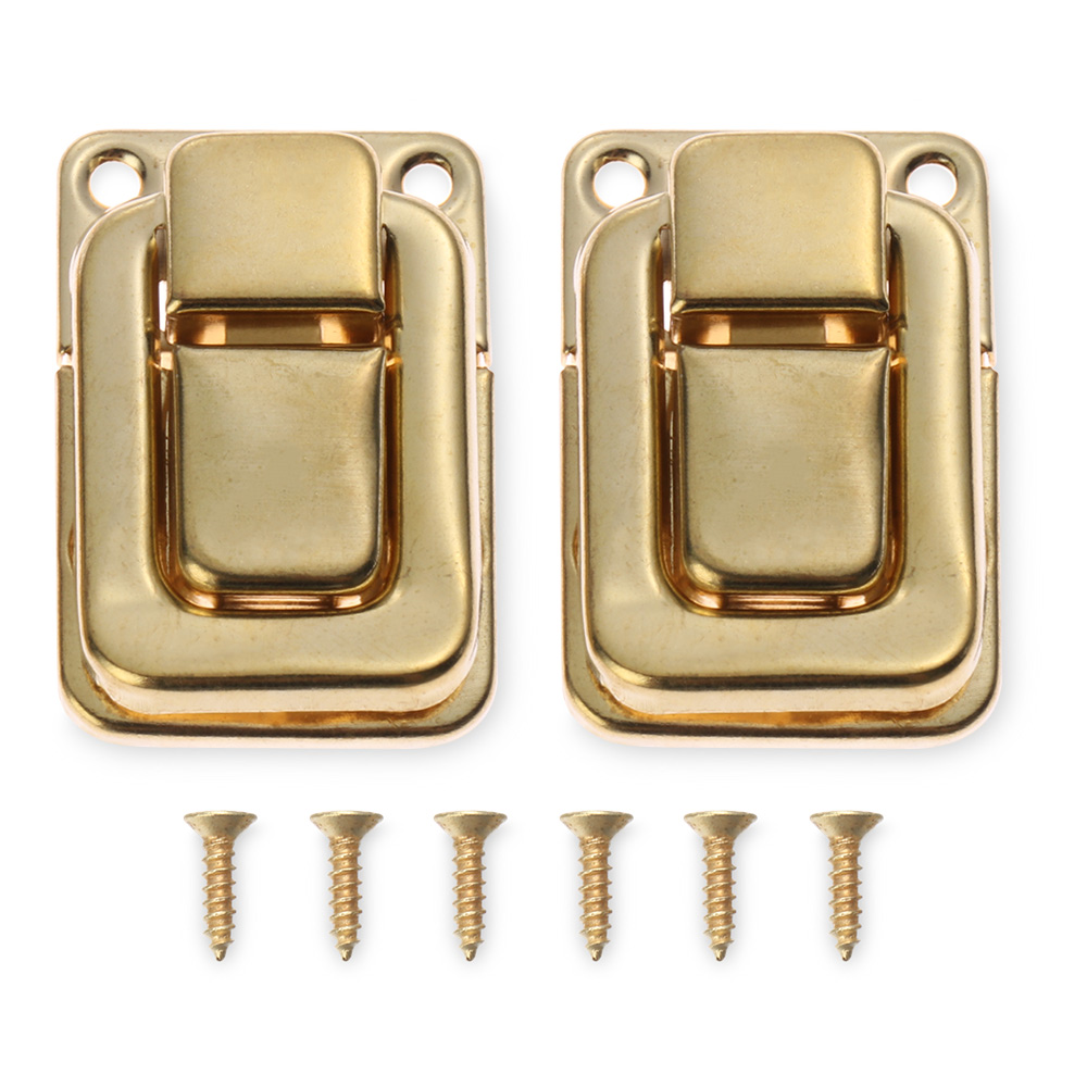 2 Stuks Lederen Tas Gesp Antieke Doos Hasps Legering Slot Vangst Vergrendelingen Voor Sieraden Borst Doos Koffer Clip Sluiting Vintage hardware: Gold / S