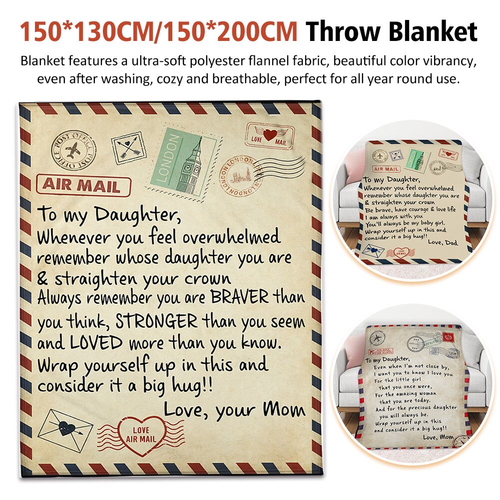 Deken voor op de slaapbank voor mijn dochter vintage liefdesbrief luchtpost reisbedrukking woondecoratie ansichtkaart zachte flanel