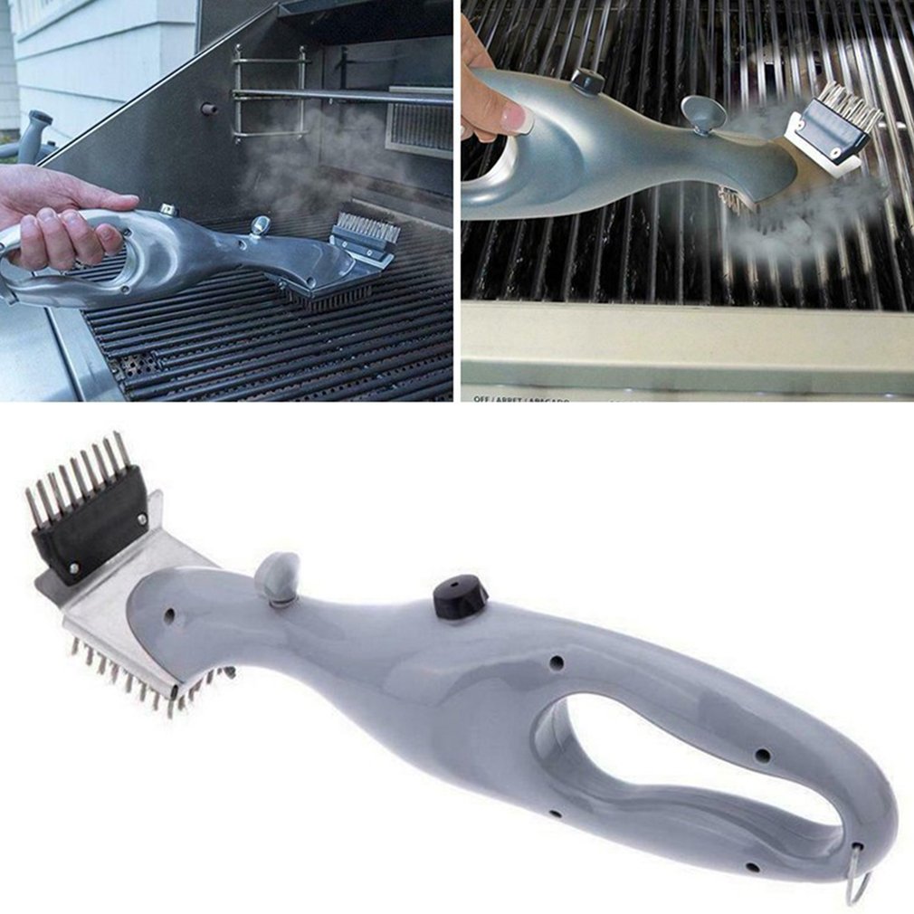 1 set barbecue roestvrij staal barbecue reinigingsborstel buitengrillreiniger met stoomkracht barbecue accessoires kookgereedschap