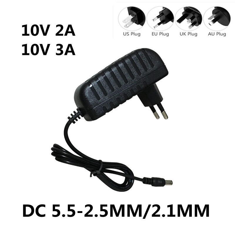 1pcs 100-240V AC to DC 10V 0.5A 1A 2A 3A Power Adapter Supply Charger adapter 10 V Converter EU US UK AUPlug 5.5mm x 2.5mm