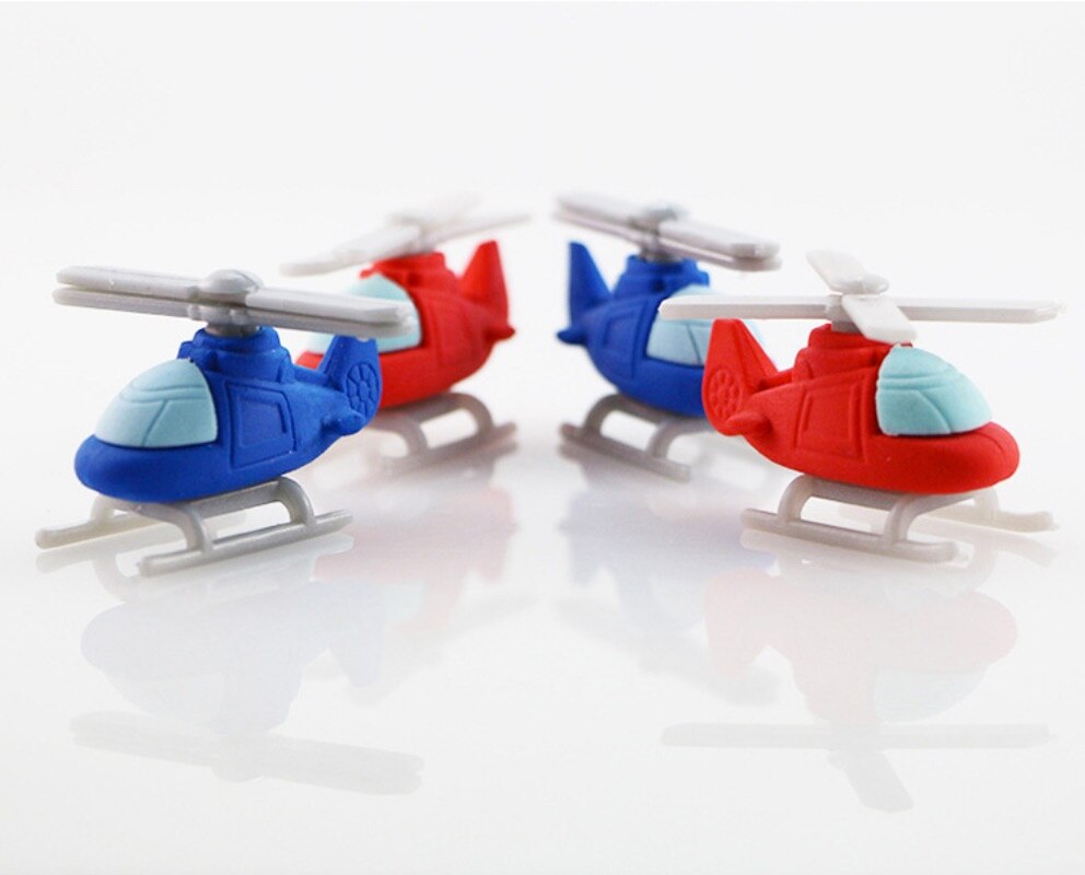 4Pcs rubber cartoon helicopter shape eraser assembly learning stationery primary school supplies