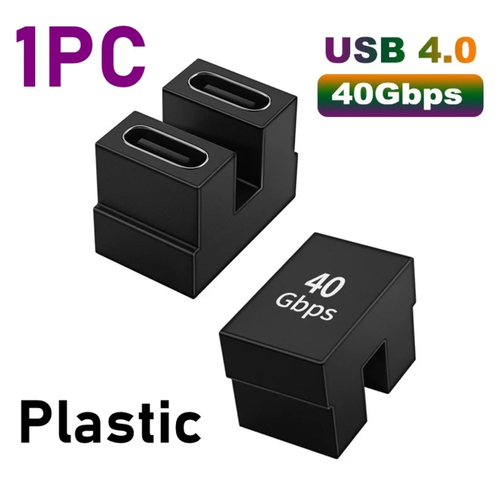 NNBILI USB 4.0 PD 100W 8K 60Hz Ładowarka Złącze do 40Gbps Szybki adapter USB C OTG w kształcie litery U Prosty kątowy adapter męski na żeński: Różowy