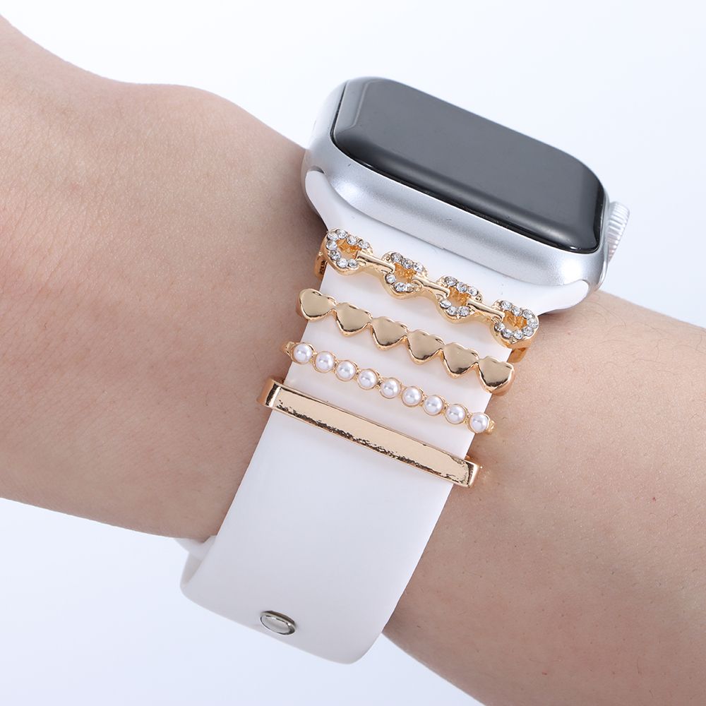 Dla Apple Watch Band diamentowa miłość ozdoba metalowa zawieszka ozdobny pierścionek kreatywna broszka inteligentny zegarek akcesoria do paska silikonowego
