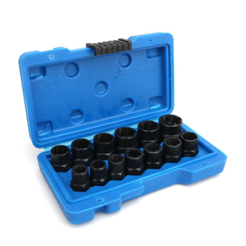 Juego de Extractor de tuercas y pernos de impacto, Extractor de nueces, enchufe, juego de herramientas, 13 piezas