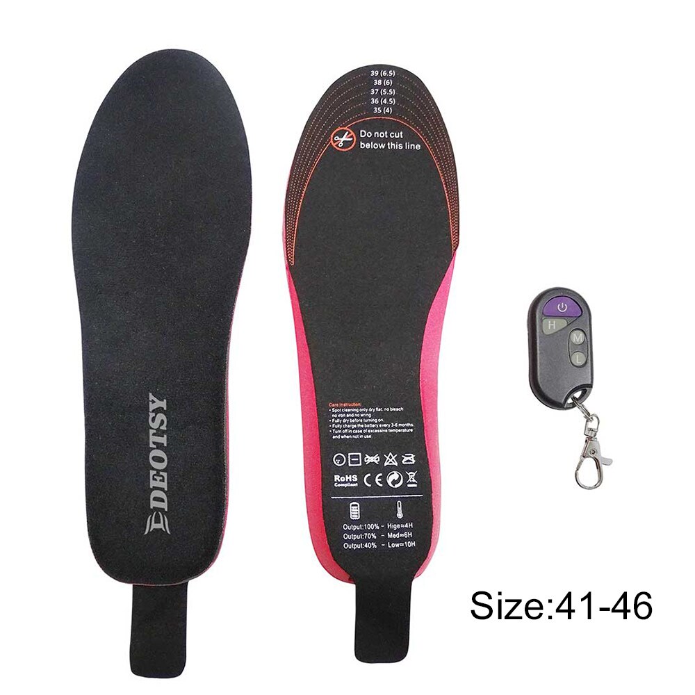 Beheizbare einlegesohlen mit fernbedienung, wiederaufladbare elektrische beheizbare schuheinlagen für wintersport, skifahren, jagen: 41-46 größe