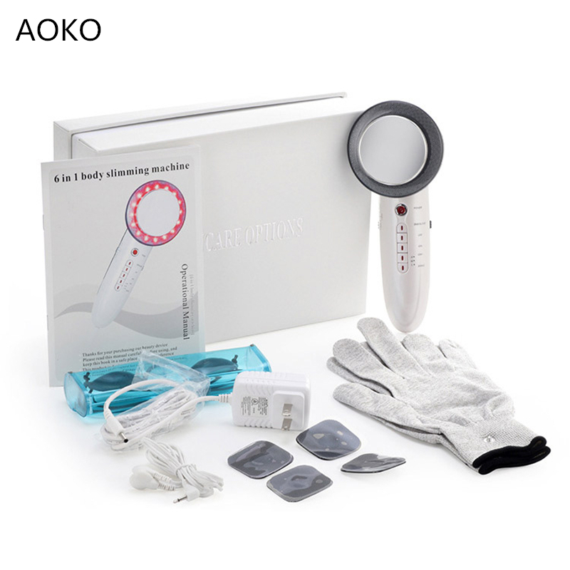 Aoko 6 In 1 Ems Cavitatie Ultrasone Lichaam Vermagering Machine Afvallen Body Massager Led Photon Gezichtsverzorging Beauty apparaat