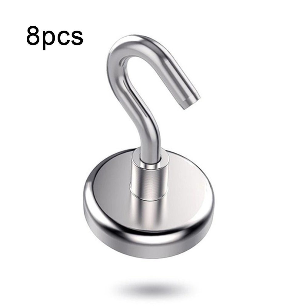 Magnetic Hooks Powerful Magnetic Hook Holder Wall Suction Hook Bracket Hardware Magnetic Tool Silver: 8pcs E10