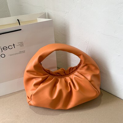 Bolso De hombro De lujo para mujer, bolsa De mano femenina con pliegues, a la , suave, Torebka,: orange