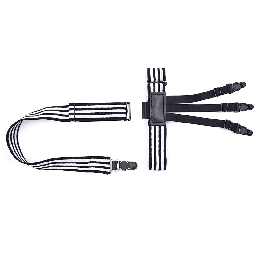Ligas de para hombre, camisa que mantiene la falda, soporte con hebilla de calabaza, uniforme elástico, camisa con tirantes, ligas a rayas blancas y negras
