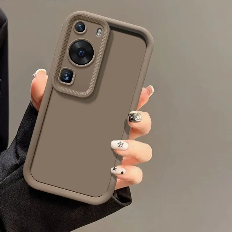 For Huawei P60 Case P 60 Pro P60Pro Phone Cases Protection Camera Anti Protection Soft Liquid Silicone Shockproof Cover: ABS / black