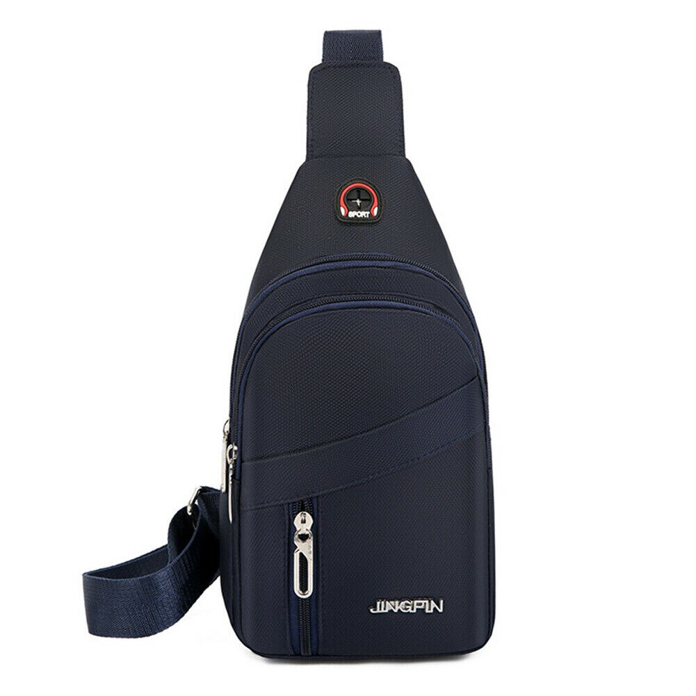 Men's Chest Bag Cycle Sling Pack Satchel Shoulder Bag Handbag Male Zipper Casual Small Day Packs Purse: Navy Blue