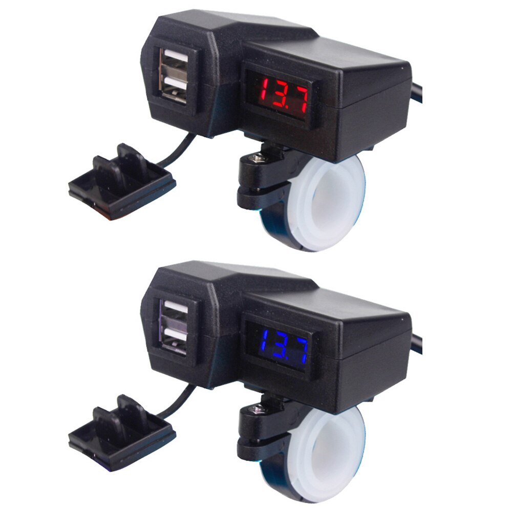 4 in 1 Double USB Adapter Waterproof Motorcycle Charger Support Installation with Switch Button