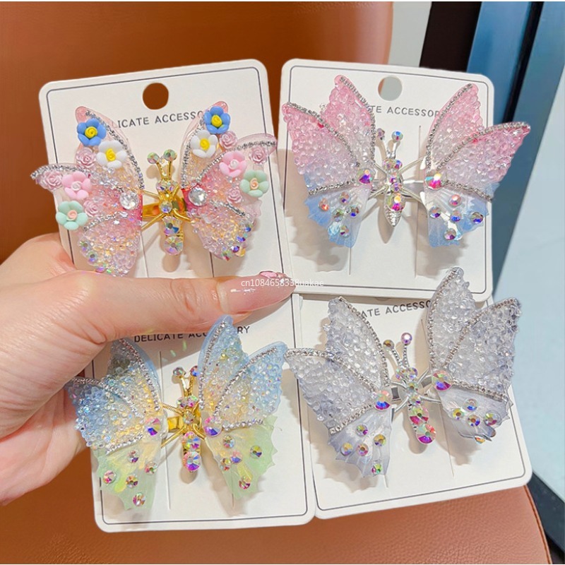 Pinza de pelo de mariposa de actividad creativa para mujeres y niñas, pinzas para el pelo de mariposa con gradiente de diamantes de imitación exquisitos, accesorios bonitos para el cabello