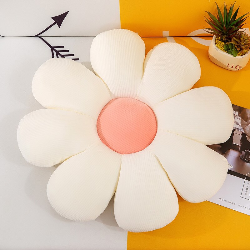 Leuke Bloem Kussen Gevulde Zachte Kussen Kinderen Room Decor Zonnebloem Kussen Erker Tatami Vloer Kussen Bank Sierkussen: WHITE