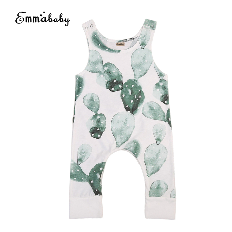 Cute Lovely Infant Baby Girl Boy Sleeveless Cactus Printed Romper Adorable Cotton Soft Casual Jumpsuit Outfit One Piece Sunsuit