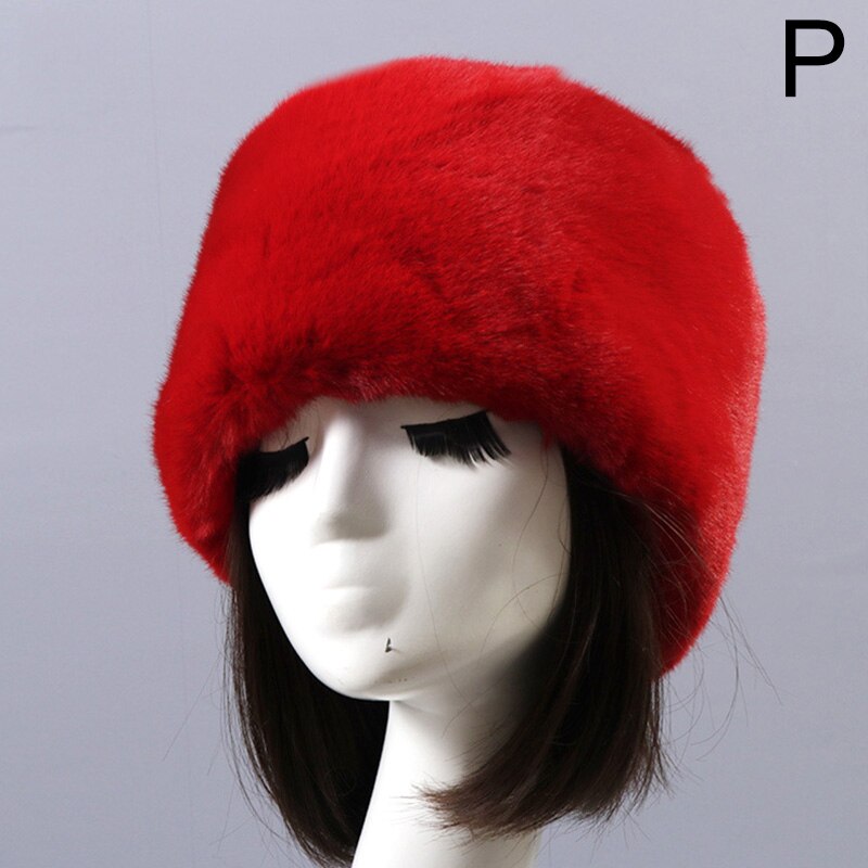 Moda Rrabbit Faux futro kozak styl rosyjski kobiety zimowe miękkie czapki narciarskie ciepłe okrągłe płaskie czapki kobiece nakrycia głowy: P