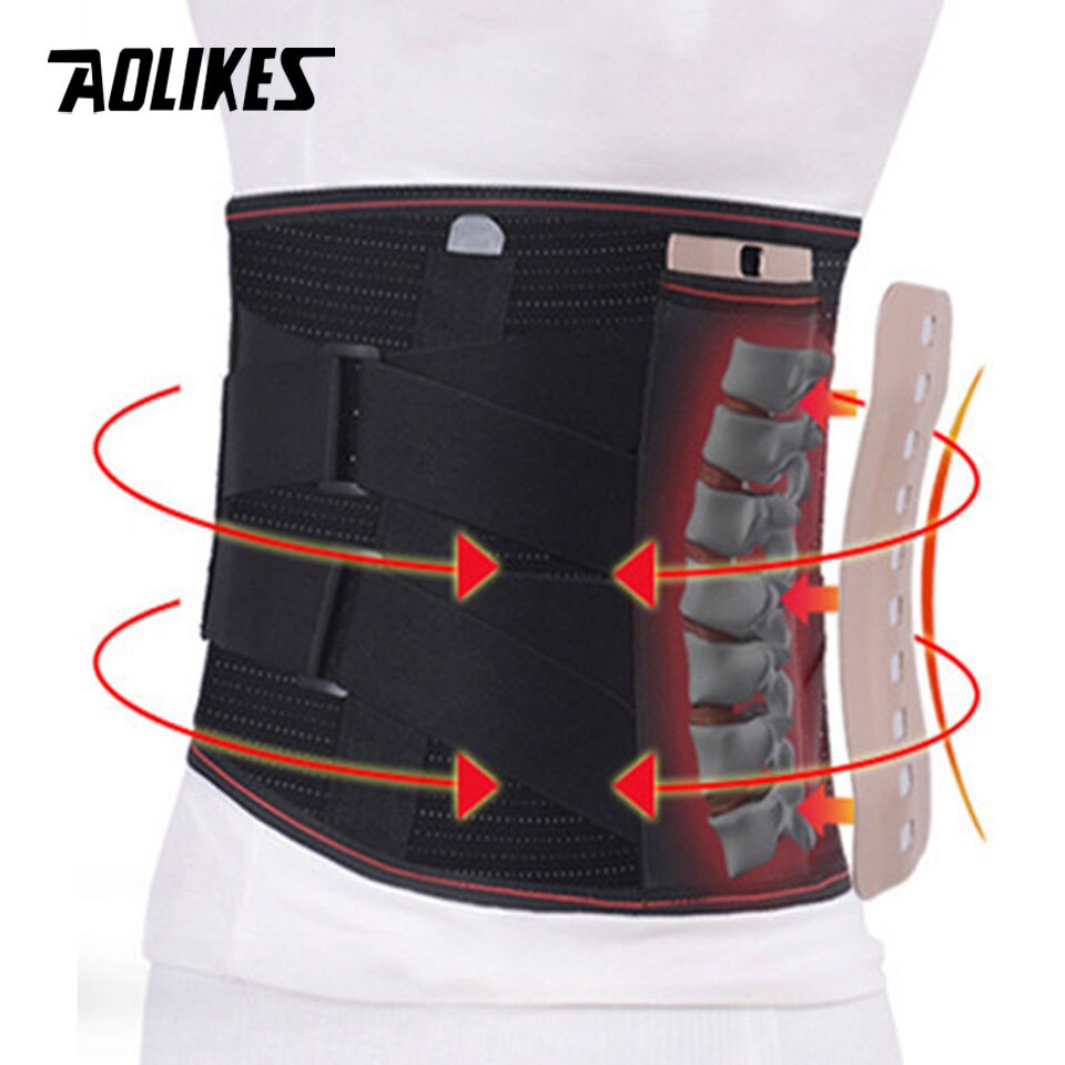 Aolikes ortopædisk turmalin selvopvarmende magnetiske stålplader taljestøttebælte mænd kvinder lændestøtte rygbøjlebælte: Sort / S