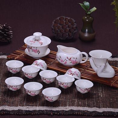14 Pcs Travel Tea Sets Chinese Portable Ceramic Bone China teaset Gaiwan Teacup Porcelain Tea Cup The Kung Fu Teapot Set: Red