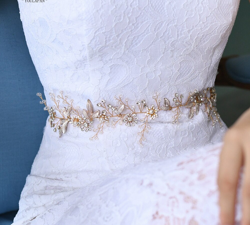TOPQUEEN SH294 Rose Gold Bridal Wedding Belt Bride...  Grandado