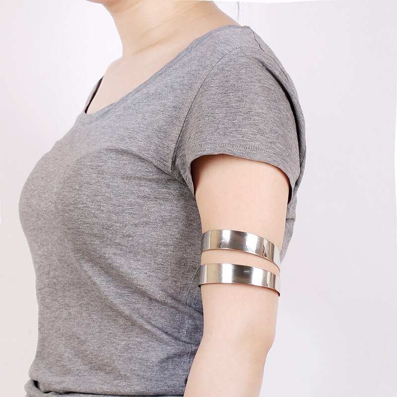 Punk Metalen Arm Manchet Armbanden Mode Hiphop Goud Zilver Kleur Verstelbare Armband Bovenarm Armband Voor Vrouwen