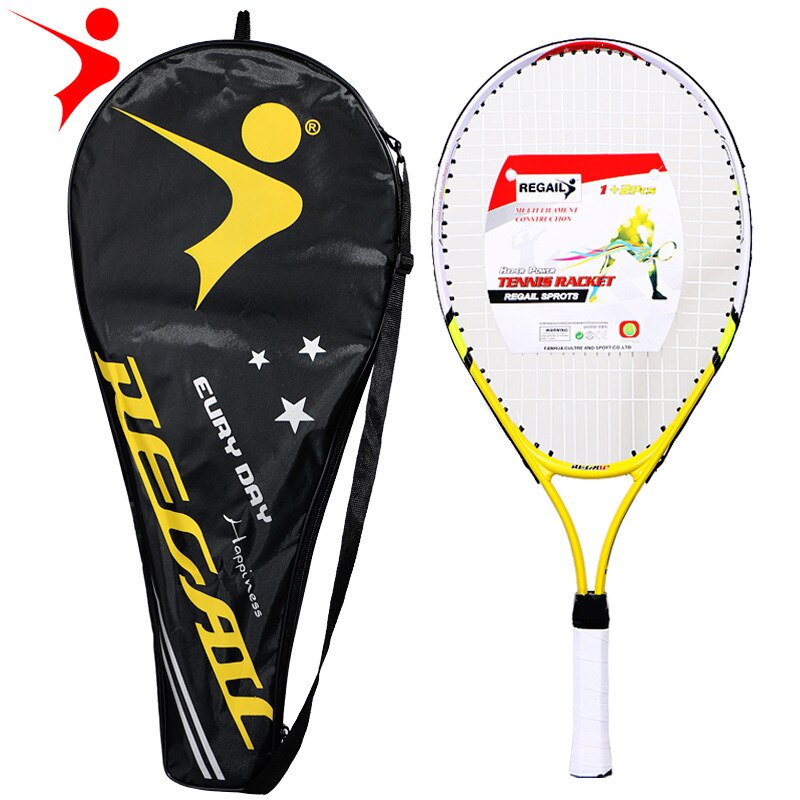 23 inch youth tennis racket aluminum alloy tennis racket strong nylon line suitable for children's training: Yellow