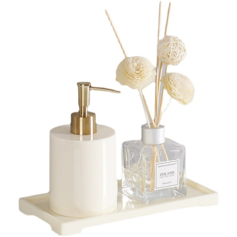 Ensemble d'accessoires de salle de bain nordique en résine, bouteille de savon liquide, distributeur de shampoing, boîte à mouchoirs, plateau, outils de lavage, organisateur de toilettes 1 pièce