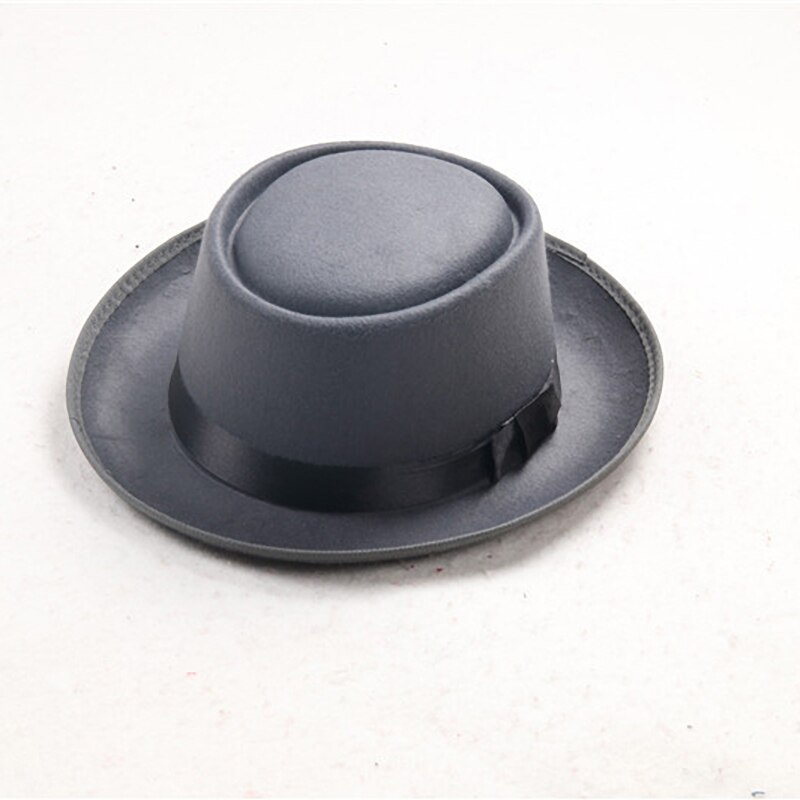 Padre usa lana de imitación simple para hombre, Caballero Negro plana de sombrero de copa, sombrero cóncavo de cabeza superior, sombrero de jazz, sombrero de cubo, gorra de mujer: 1