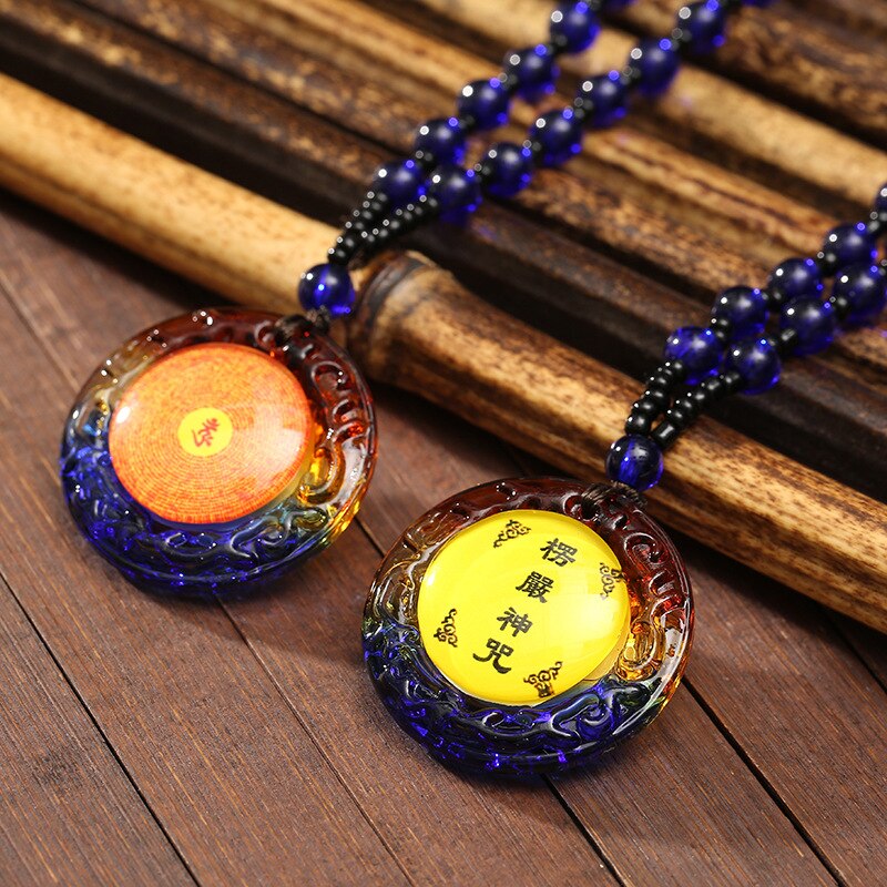 Tibetan Pendant Buddhism Amulet Necklace Shurangama Mantra Talisman Lucky Wealth Necklace Jewelry Accessories: 1PCS    7