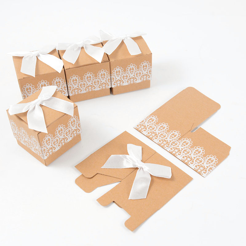 10/30/50pcs Lace Bow Candy Boxes Wedding for Guests Chocolate Packaging Box Bag Birthday Party Baby Shower Supplies: box with bow tie / 50pcs