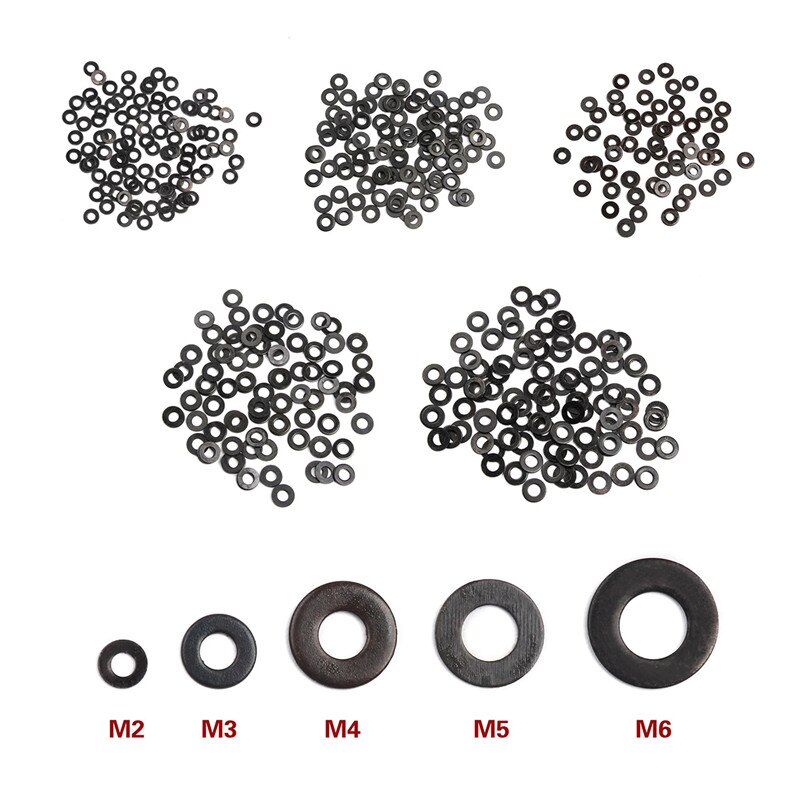 100Pcs M2/M3/M4/M5/M6/M8 Carbon Staal Platte Machine Washer Plain Black wasmachine Meubels Pakkingen