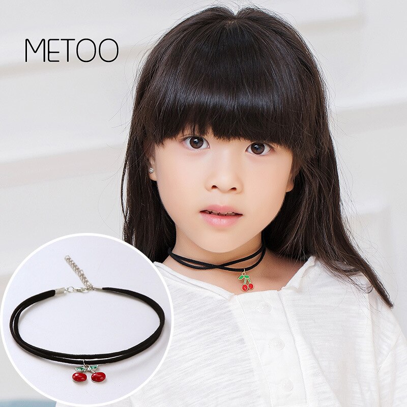 METOO 11pcs Dei Monili Delle Ragazze per I Bambini Nero Della Collana Multi Strato di Pizzo Catene Choker Della Collana Per Bambini Gotico Stretch Gioielli Bambino