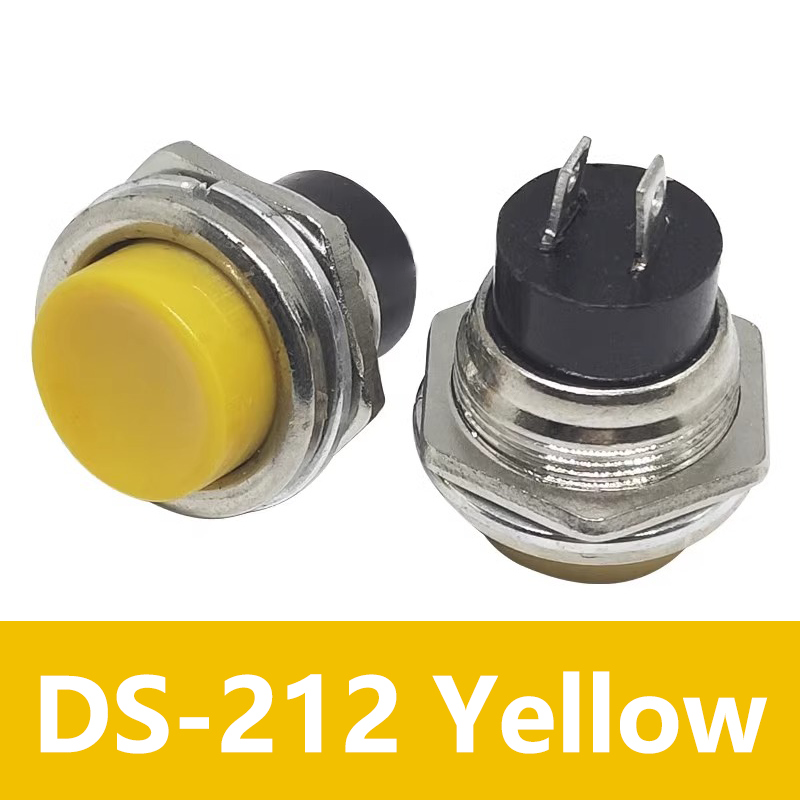 5/20PCS 16MM Power Switch Round Switch DS-212 Small Self-Reset Momentary Push Button Start Compound Button Switch: 3XL / Gold