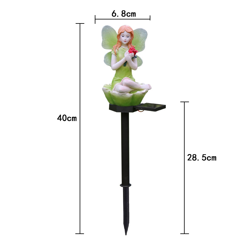 Led movido a energia solar flor luz de fadas resina elf jardim lâmpada decorativa ao ar livre luz à prova dwaterproof água para gramado pátio quintal canteiro: Azul