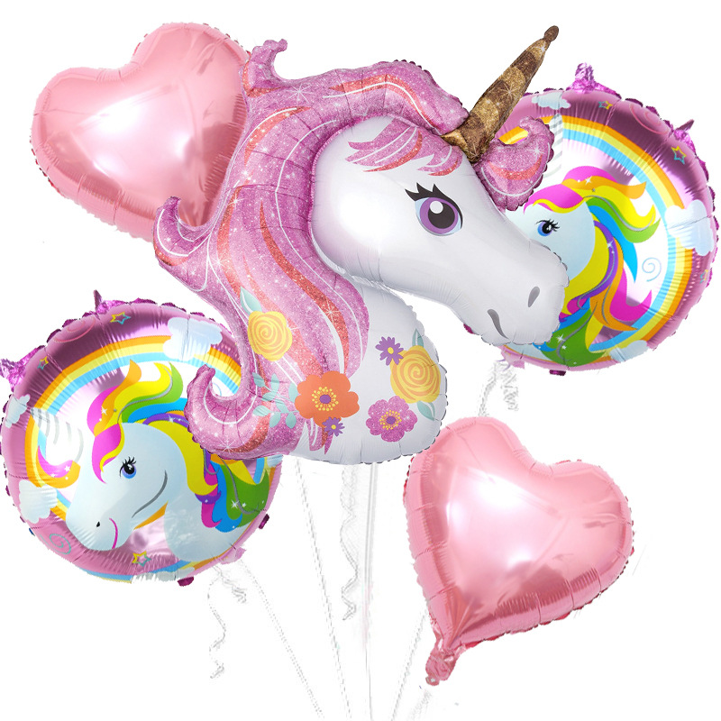 Taoqueen Cartoon Hoed Verjaardagsfeestje Decor Kids Eenhoorn Ballonnen My Little Paard Feestartikelen Ballonnen Set Hoed