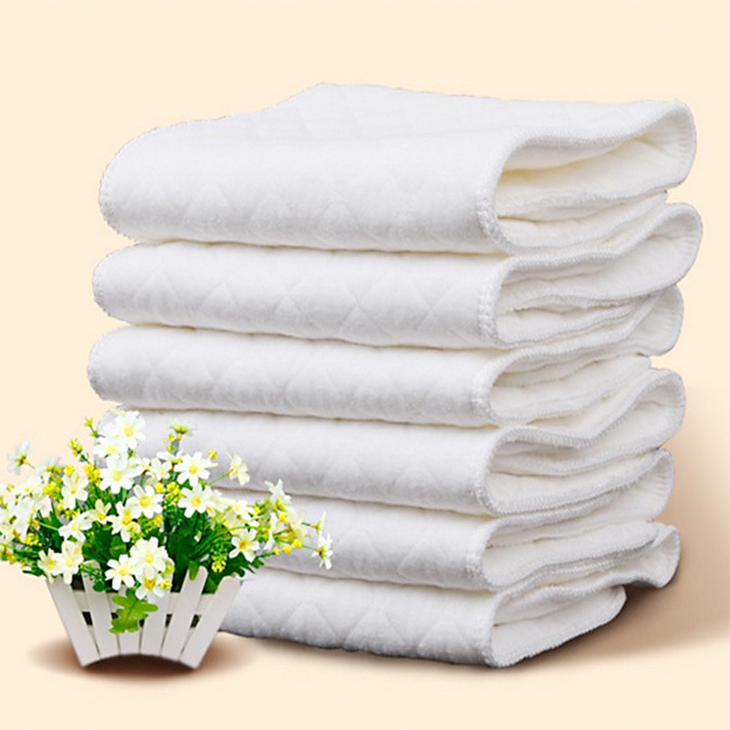 Couches en tissu réutilisables pour bébés, 1 pièce, 3 couches insérées, 100% coton lavable, soins pour bébés, couche , 10 pièces