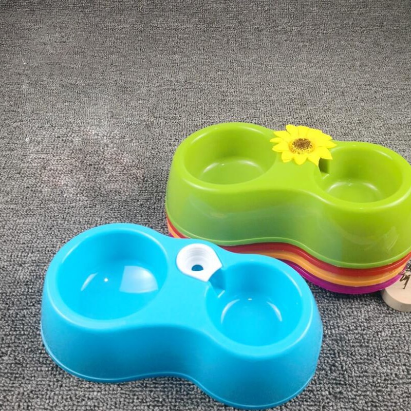 HIPET Dual Port Dog Cat Drinking Feeding Feeder Bowl Plastic Automatic Water Dispenser Pet Feeder Bowls Supplies