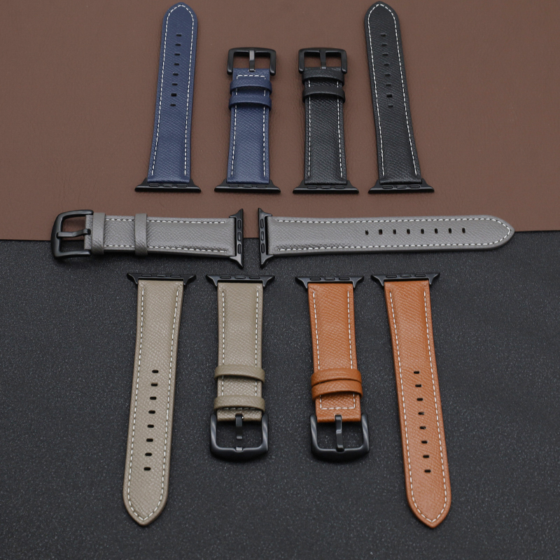 Læderrem til apple watch-rem serie 9 8 7 6 5 4 3 ultra se komfortabel armbånd iwatch 49mm 45mm 44mm 42mm 41mm 40mm 38mm
