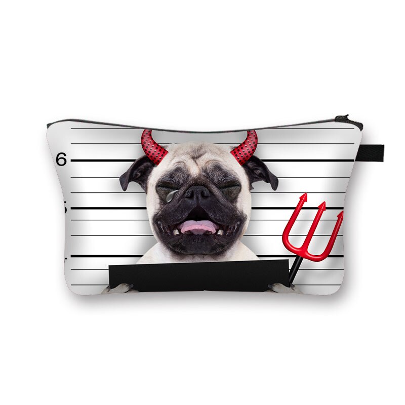 Cute Dog 3D Printed Cosmetic Bags Cute Pug Women Makeup bags Organizer Necessaries for Travelling Cosmetic Cases: shzbbaddog13