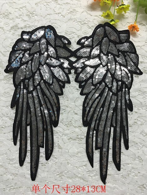 Mode Zilveren Pailletten Vleugels Patch Kleding Accessoires Patch Kralen Pailletten Patch: Default Title