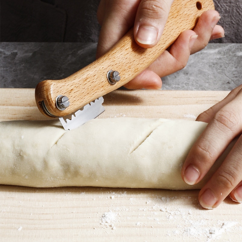Meibum 1 Pcs Bread Scoring Knife Wooden Handle With Stainless Steel Blade Country Bread Baguette Toast Cutter Dough Trim Tools